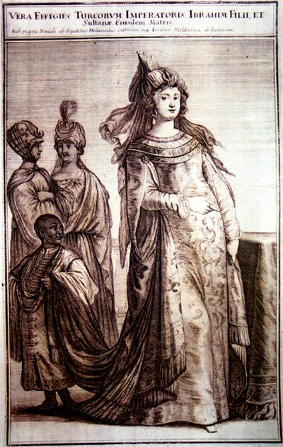Kosem Sultan con sirvientes, 1647 de Ottoman School